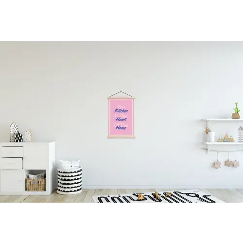 Tekst - Blauw - Keuken - Kader textielposter latten blank klein -kinderkamer