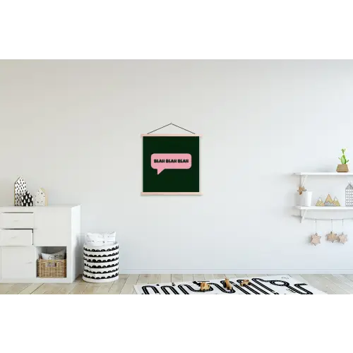 Tekstwolk - BLAH BLAH BLAH - Roze textielposter latten blank klein -kinderkamer