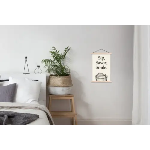 Tekst - Glas - Getekend - Citroen textielposter latten blank klein -woonkamer