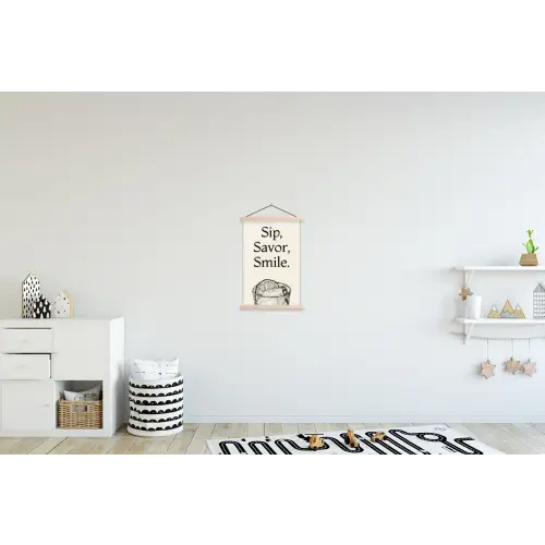 Tekst - Glas - Getekend - Citroen textielposter latten blank klein -kinderkamer