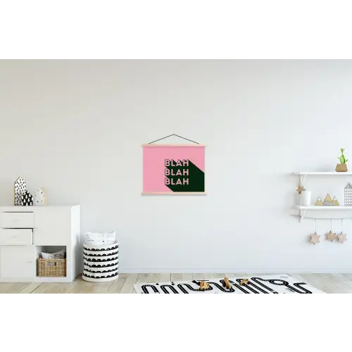 Tekst - Grafisch - Groen - Schaduw textielposter latten blank klein -kinderkamer