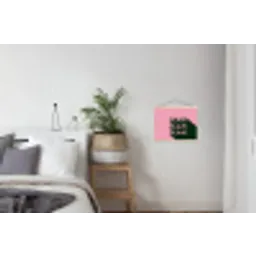 Tekst - Grafisch - Groen - Schaduw textielposter latten blank klein -woonkamer