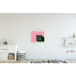 Tekst - Grafisch - Groen - Schaduw textielposter latten blank klein -kinderkamer