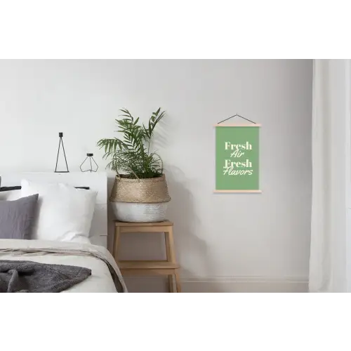 Tekst - Groen - Sierlijk - Letters textielposter latten blank klein -woonkamer