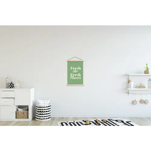 Tekst - Groen - Sierlijk - Letters textielposter latten blank klein -kinderkamer