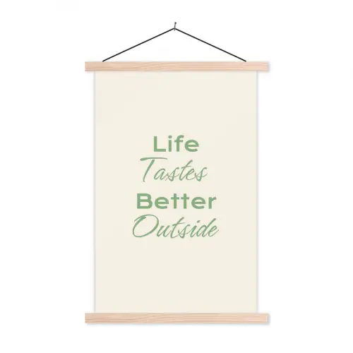 Tekst - Sierlijk - Letters - Groen textielposter latten blank klein -3d
