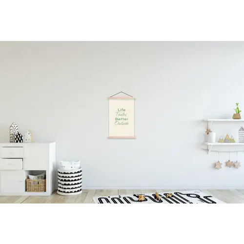 Tekst - Sierlijk - Letters - Groen textielposter latten blank klein -kinderkamer