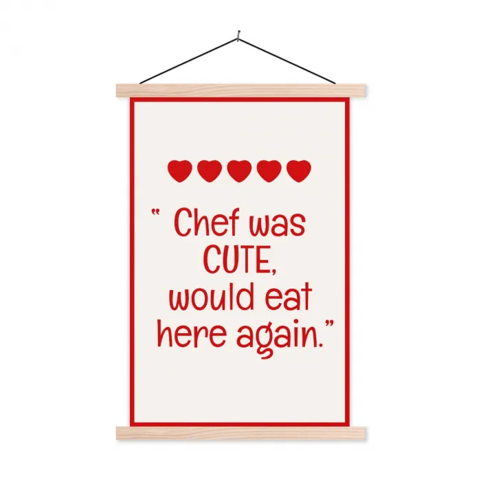 Tekst - Rood - Hartjes textielposter latten blank klein -3d