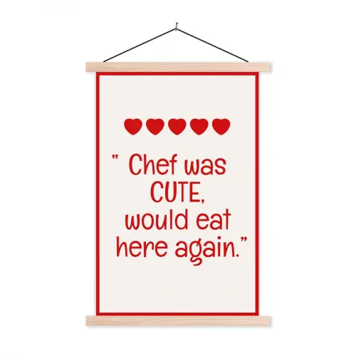 Tekst - Rood - Hartjes textielposter latten blank klein -3d