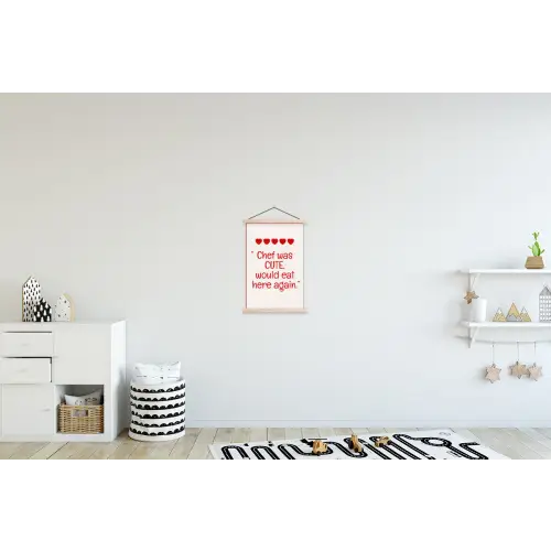 Tekst - Rood - Hartjes textielposter latten blank klein -kinderkamer