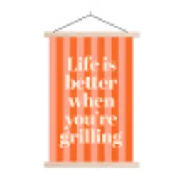 Tekst - Gestreept - Oranje - Zomer textielposter latten blank klein -3d