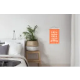 Tekst - Gestreept - Oranje - Zomer textielposter latten blank klein -woonkamer