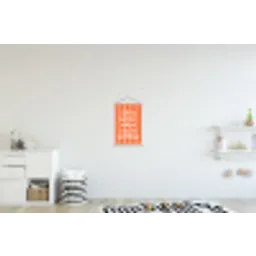 Tekst - Gestreept - Oranje - Zomer textielposter latten blank klein -kinderkamer