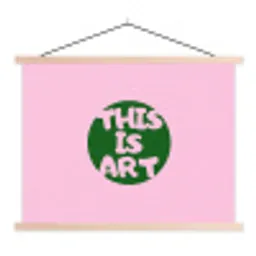 This is art - Tekst - Cirkel - Groen textielposter latten blank klein -3d