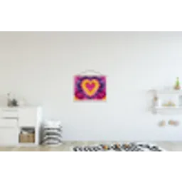 Tie dye - Hartvorm - Vlammen - Oranje textielposter latten blank klein -kinderkamer