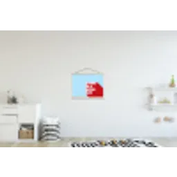 Today is a good day - Rood - lichtblauw textielposter latten blank klein -kinderkamer