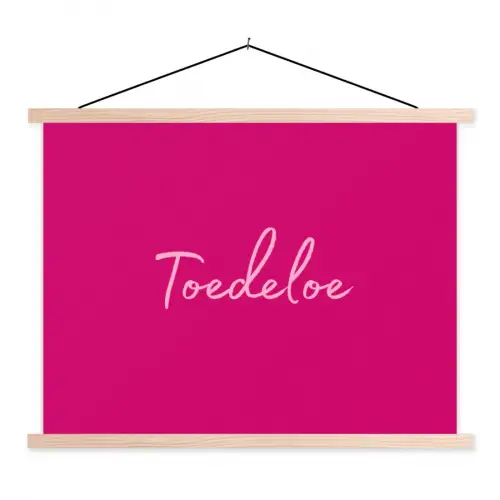Toedeloe - Roze textielposter latten blank klein -3d