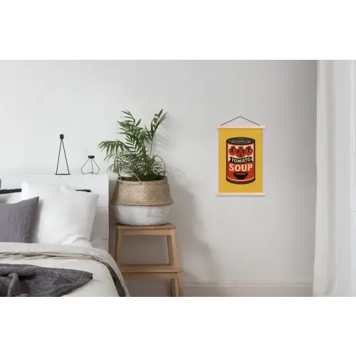 Tomatensoep - Gezichtje - Illustratie - Rood textielposter latten blank klein -woonkamer