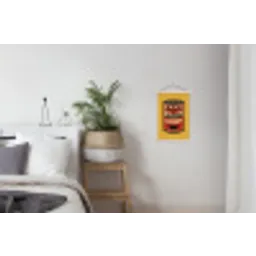 Tomatensoep - Gezichtje - Illustratie - Rood textielposter latten blank klein -woonkamer