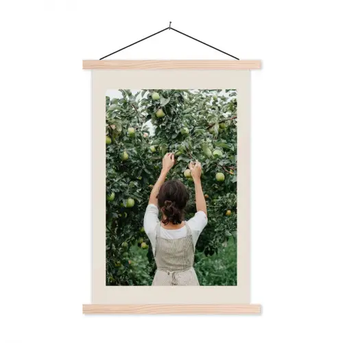 Boom - Appels - Plukken - Natuur textielposter latten blank klein -3d