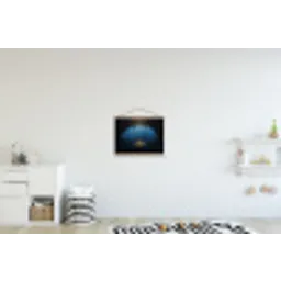 Boom - Blauw - Bladeren - Penseelstreken textielposter latten blank klein -kinderkamer