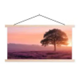 Boom - Heide - Zonsopgang textielposter latten blank klein -3d