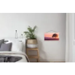 Boom - Heide - Zonsopgang textielposter latten blank klein -woonkamer