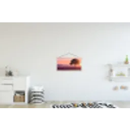 Boom - Heide - Zonsopgang textielposter latten blank klein -kinderkamer