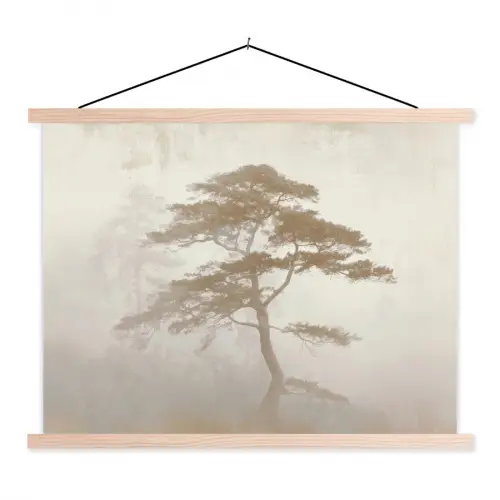 Boom - Oosterse stijl - Landschap textielposter latten blank klein -3d