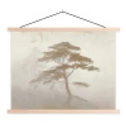 Boom - Oosterse stijl - Landschap textielposter latten blank klein -3d