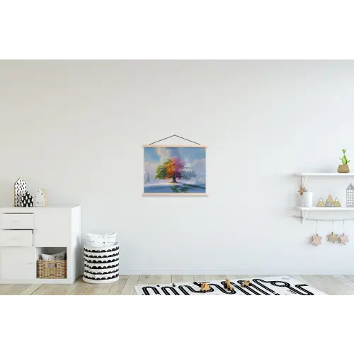 Boom - Seizoenen - Winter - Landschap textielposter latten blank klein -kinderkamer
