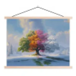 Boom - Seizoenen - Winter - Landschap textielposter latten blank klein -3d