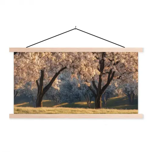 Bomen - Bloesem - Lente textielposter latten blank klein -3d