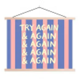 Try again - Strepen - Roze - Verticaal - Blauw textielposter latten blank klein -3d