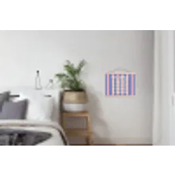 Try again - Strepen - Roze - Verticaal - Blauw textielposter latten blank klein -woonkamer