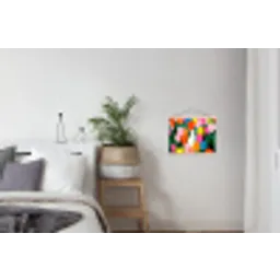 Tulpen - Kat - Kleurrijk textielposter latten blank klein -woonkamer