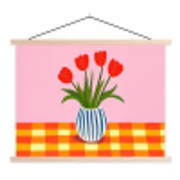 Tulpen - Roze - Vaas textielposter latten blank klein -3d