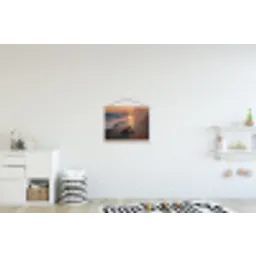 Schildpad - strand - Zonsondergang textielposter latten blank klein -kinderkamer