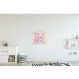 Eenhoorn - Glitters - Regenboog - Pastel textielposter latten blank klein -kinderkamer