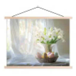 Vaas - Eieren - Bloemen textielposter latten blank klein -3d