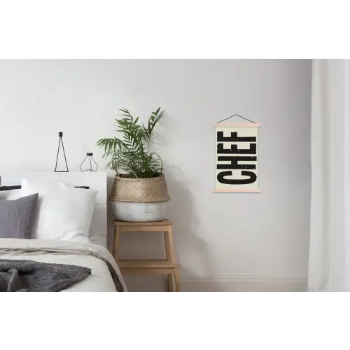 Vintage - Chef - Japandi - Zwart textielposter latten blank klein -woonkamer