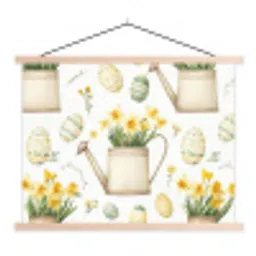 Gieter - Bloemen - Eieren textielposter latten blank klein -3d