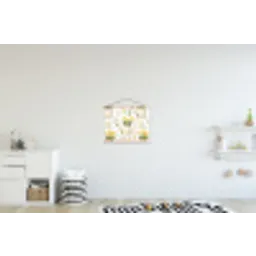 Gieter - Bloemen - Eieren textielposter latten blank klein -kinderkamer