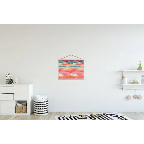Golven - Kleurrijk - Abstract textielposter latten blank klein -kinderkamer