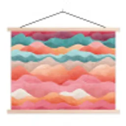 Golven - Kleurrijk - Abstract textielposter latten blank klein -3d