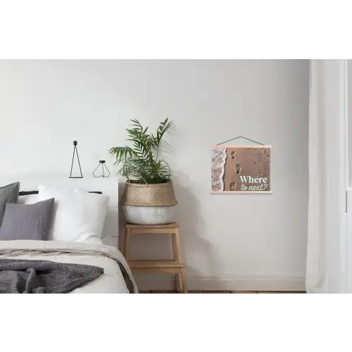 Where to next - Strand - Voetstappen textielposter latten blank klein -woonkamer
