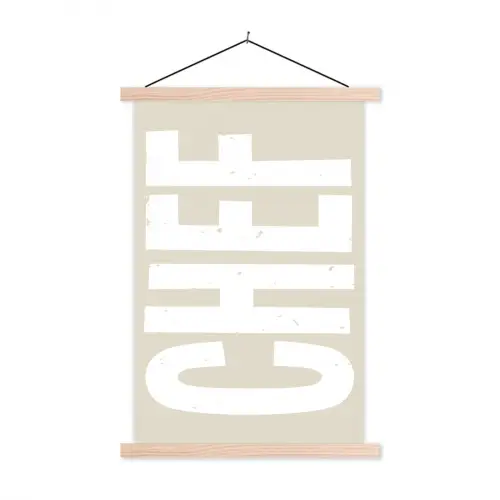 Wit - Chef - Decoratie - Japandi textielposter latten blank klein -3d