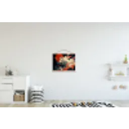Witte vos - wolken - maan textielposter latten blank klein -kinderkamer