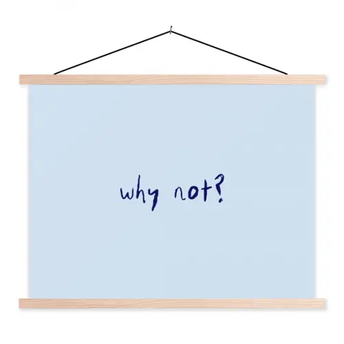 Why not - Blauw - Donker blauw - Quote textielposter latten blank klein -3d