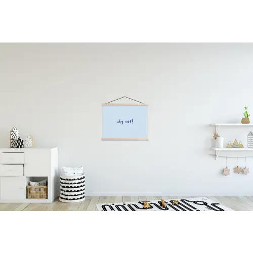 Why not - Blauw - Donker blauw - Quote textielposter latten blank klein -kinderkamer